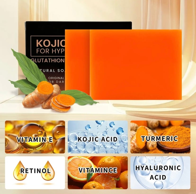 Savon Curcuma & Acide Kojique – Anti-Hyperpigmentation, Éclaircissant & Unifiant – Enrichi en Vitamine C | AvryStyle