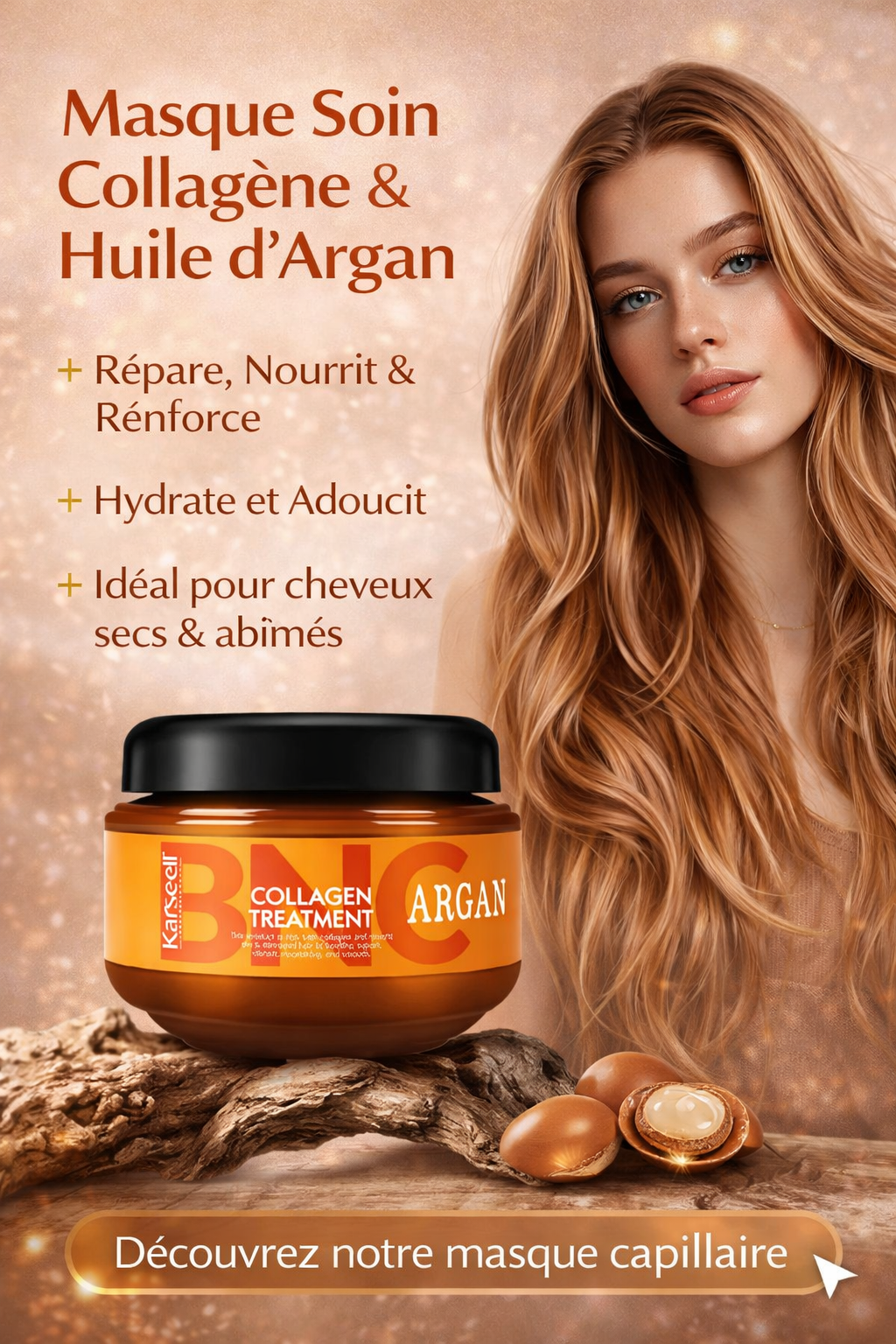 Masque Capillaire au Collagène & Argan – Réparation Intense & Brillance | AvryStyle