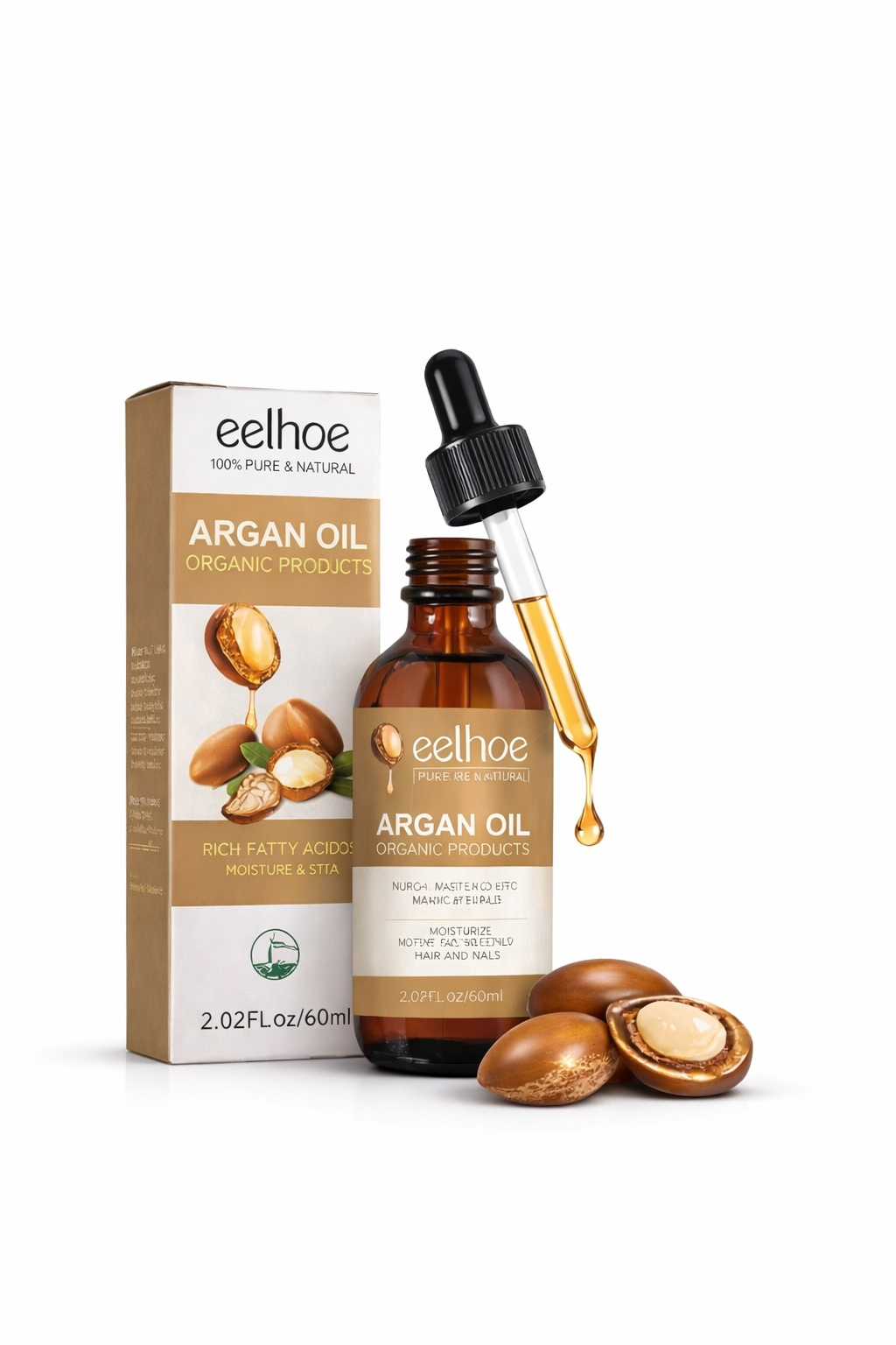 Huile d’Argan Pure Eelhoe – Soin Nourrissant Cheveux, Peau & Ongles | AvryStyle